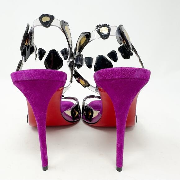 Christian Louboutin Parsemis 100 T- Strap PVC Suede Sandals EU 37 - Picture 5 of 12